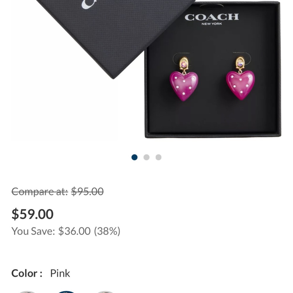 Coach Fuchsia Heart Earrings